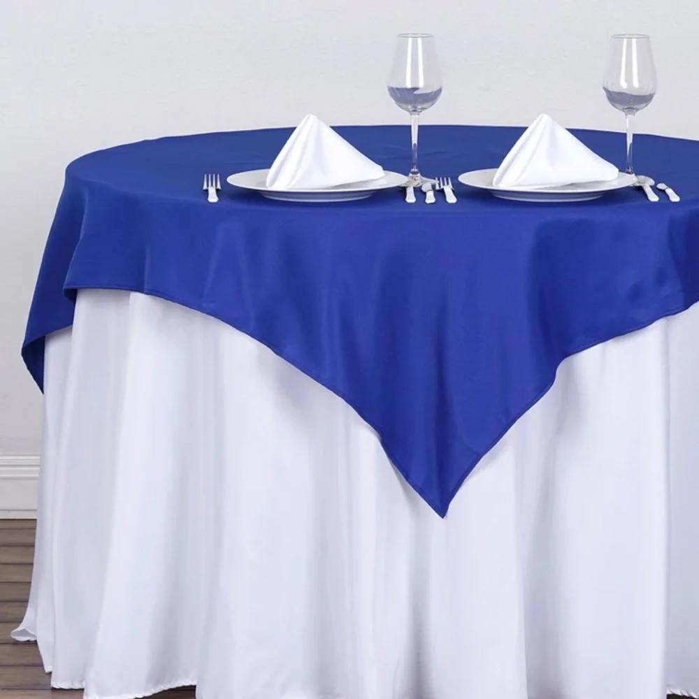 Royal Blue Polyester Square Table Overlay Tablecloth